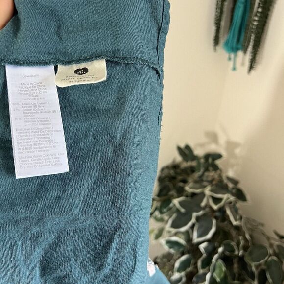 MADEWELL Embroidered Linen-Blend Flutter-Sleeve Tiered Dress Sz XXS green - Picture 6 of 6